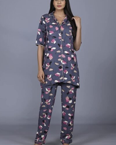 Women’s Modal Rayon Fabric Floral Printed Night Dress