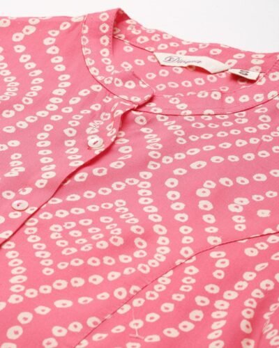 Pink Bandhani Print Rayon Top