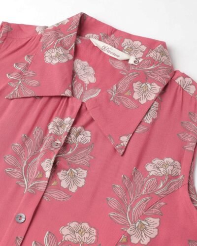 Rayon Rose Pink A-Line Floral Printed Midi Dress