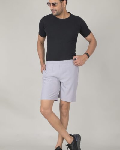 Solid Men Lycra Blend Black and White Shorts