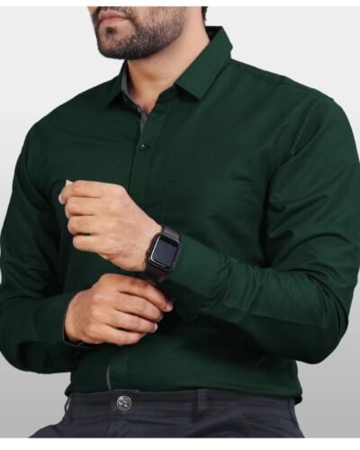 Casual Dark Bottle Green Shirt