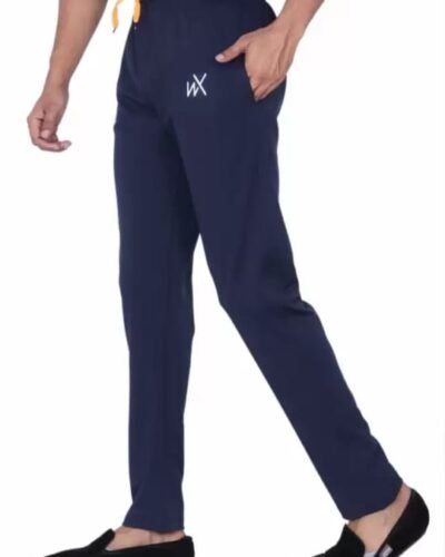 Solid Lycra Blue Track Pants