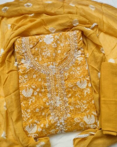 Sunshine Yellow Cotton Suit Set for Women