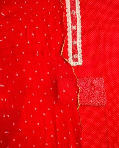 Festival Bright Red Unstitched Suit Set for Women