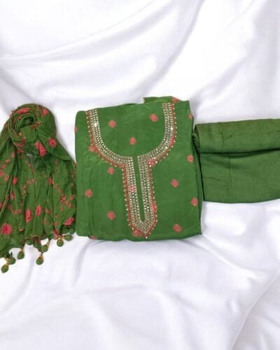 Soothing Bandhej Print Unstitched Suit set for Women